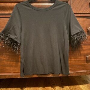 Chic Black Feather Sleeve Top